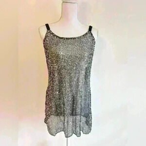 Passion Forever Gunmetal Gray Black Sheer Sequin Lingerie